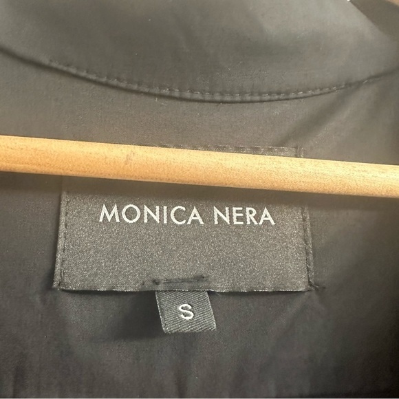 MONICA NERA Shirt Dress Tunic Black Minimalist Academia Tie Sleeve Size Small - Picture 6 of 7